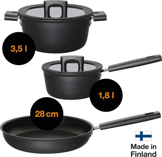 Fiskars Hard Face Startsett med lokk 3 deler Fiskars Hard Face Startsett med lokk 3 deler