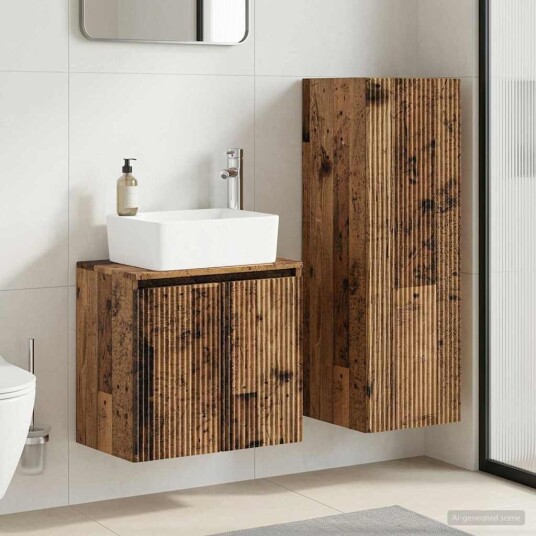 vidaXL Baderomsinnredningssett 2 stk. Gammelt tre 33 x 34,5 x 100 cm