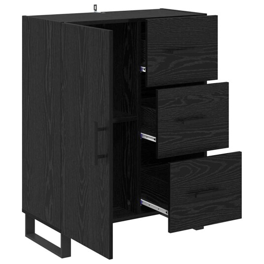 Serviesskap Svart Eik 69,5 x 34 x 90 cm Ingeniørtre og jern Serviesskap Svart Eik 69,5 x 34 x 90 cm Ingeniørtre og jern