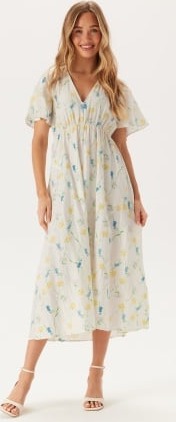 VERO MODA Vmflora Olga Ss 7/8 DRESS DRES Snow White Aop:olga L