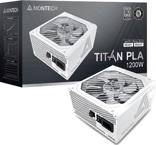 Montech Titan Pla Intern Strømforsyning 1200W 80 Plus & Cybenetics Montech Titan Pla Intern Strømforsyning 1200W 80 Plus & Cybenetics