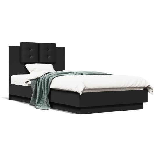  Sengeramme med hodegavl svart 75x190 cm konstruert tre 8721012277113