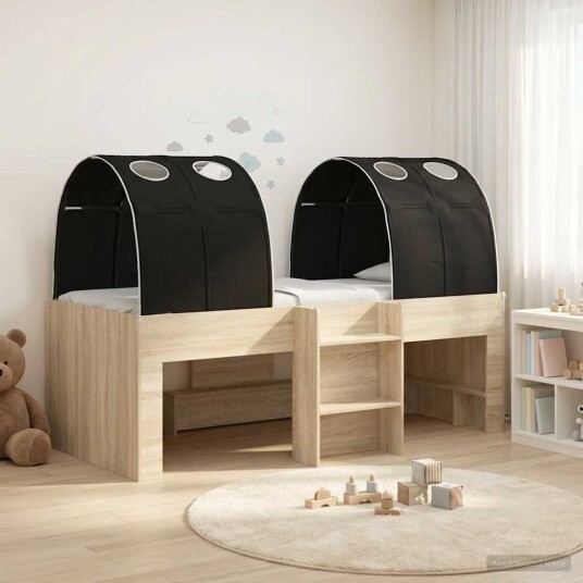  Seng med tunnel 4 pcs Sonoma eik og svart Konstruert tre
