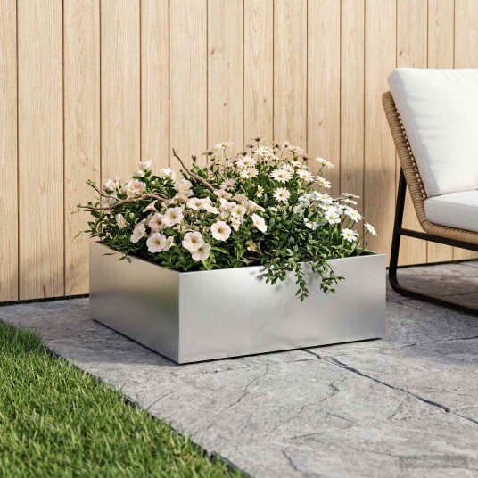 vidaXL Hageblomsterpotte Sølv 40 x 40 x 20 cm Galvanisert stål vidaXL Hageblomsterpotte Sølv 40 x 40 x 20 cm Galvanisert stål