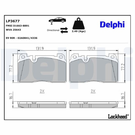 Bremseklosser DELPHI LP3677 Bremseklosser DELPHI LP3677