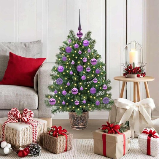  Kunstig juletre med 150 LED med stativ grønn 95 cm PE og PVC