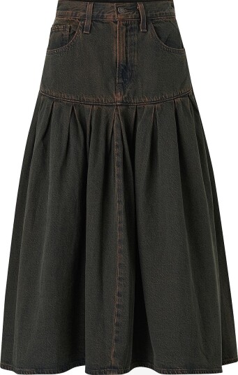 Levi's Denim skjørt YOKED PLEATED SKIRT Brun