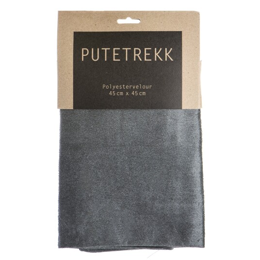Putetrekk Vera grå velour 45x45 cm