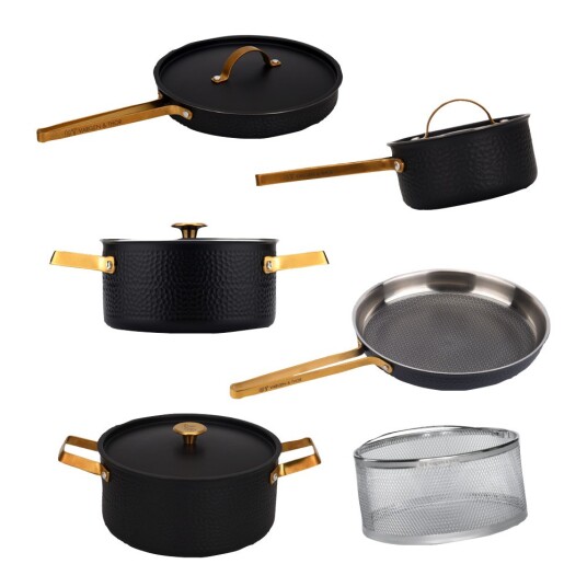 Vargen & Thor Arvet XL grytesett 6 deler svart/messing Vargen & Thor Arvet XL grytesett 6 deler svart/messing