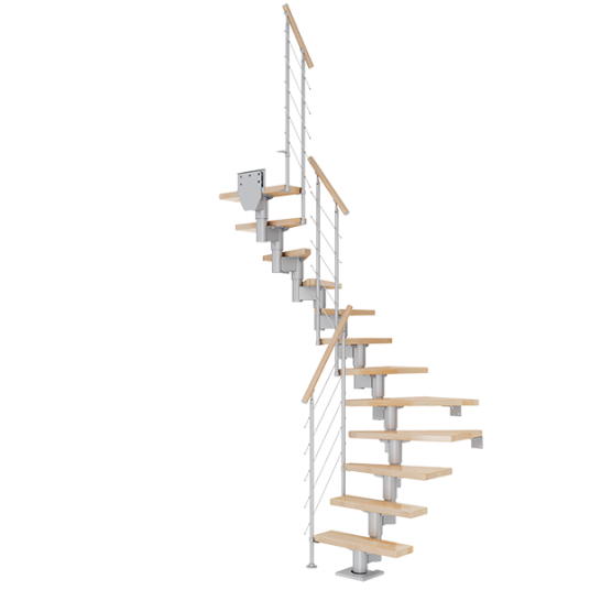 Dolle Dublin U-trapp Pearl Grey-style 6-lakkert Bøk -61-13 - Loddret Høyde 259 315 Cm