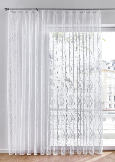 bonprix Jacquardgardin Riga (1-pack) 1 (H/B: 100/300 cm),2 (H/B: 120/300 cm),5 (H/B: 175/300 cm) hvit