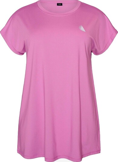 Zizzi Trenings t skjorte aBasic S/S Long T shirt Rosa