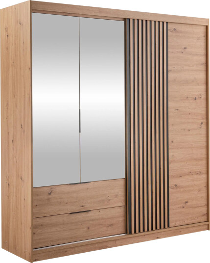 Elvyn Garderobeskapeskap med speil 203x213 cm - Brun