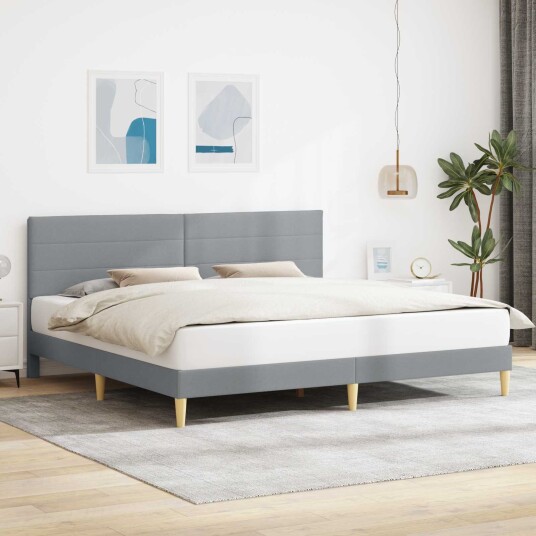  Sengestamme med hodegjerde Lysegrå 180 x 200 cm Stoff
