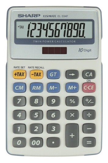 Sharp EL-334F kalkulator Desktop Ãkonomi GrÃ¥