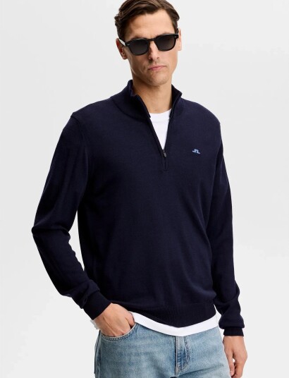 J. Lindeberg Kiyan Quarter Zip Sweater Navy L J. Lindeberg Kiyan Quarter Zip Sweater Navy L
