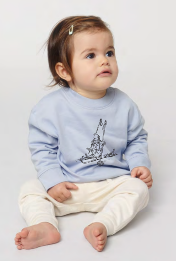 Huset Aukrust Liten skiløper Serene Blue baby genser 24-36mnd