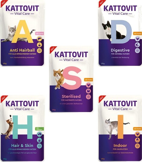Kattovit Vital Care Våtfôr Prøvepakke Sparepakke 5 Varianter 100 X 85 G