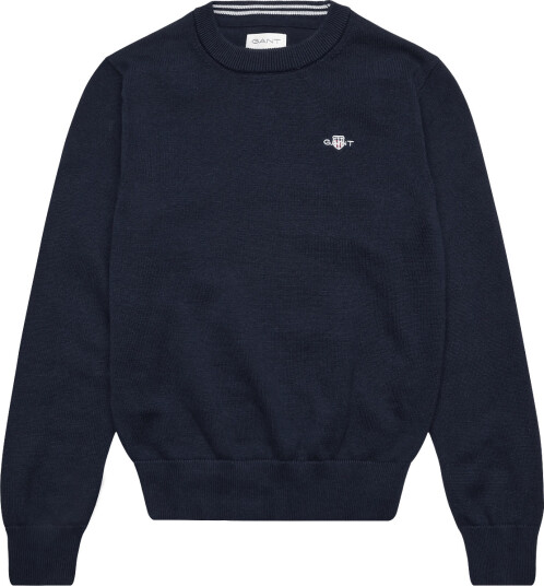 Gant Kids Shield Cotton Crew Neck Sweater   Navy   128