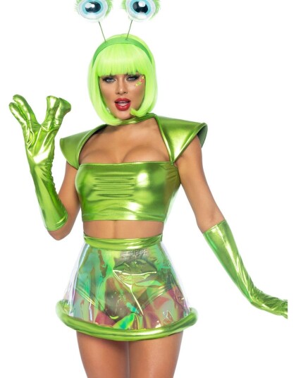 Grønn Alien BabeKostyme til Dame Strl XS