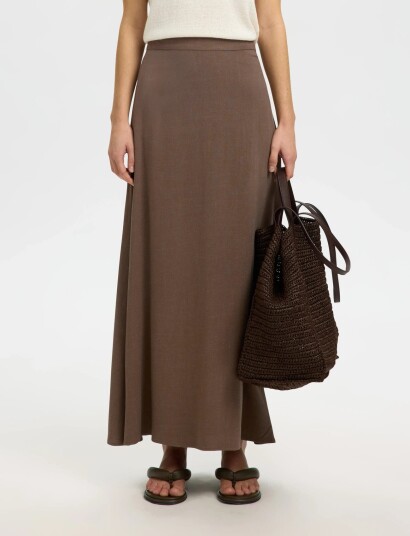Selected Slfviva Hw Ankle Linen Blend Skirt Noos Brown 34 Selected Slfviva Hw Ankle Linen Blend Skirt Noos Brown 34