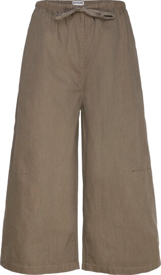 Weekday Low Rise Loose Cropped Trousers   Khaki green   XL