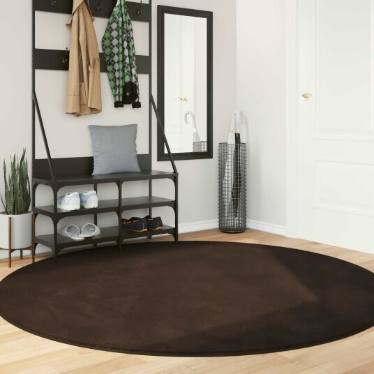vidaXL Medium Pile Soft and Washable Rug HUARTE Brun Ø 200 CM vidaXL Medium Pile Soft and Washable Rug HUARTE Brun Ø 200 CM