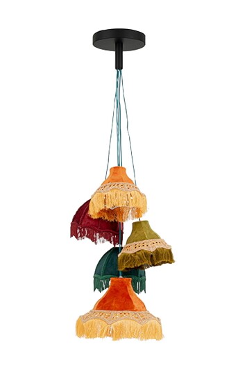 KARE Design   Pendellampe Saloon Fringes 5 lite   Flerfarget