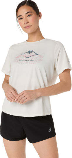 Asics Women"s Fujitrail Logo Short Sleeve Top Cream S Asics Women"s Fujitrail Logo Short Sleeve Top Cream S