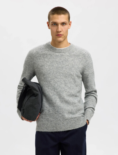 Selected Slhrai Ls Knit Crew Neck Noos - Grey - S Selected Slhrai Ls Knit Crew Neck Noos - Grey - S