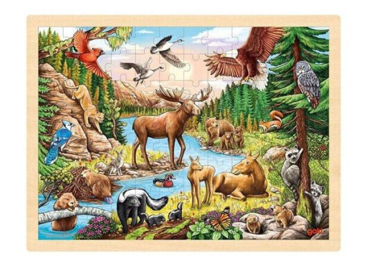 Goki Wooden Jigsaw Puzzle North American Wilderness 96 pcs. Tre