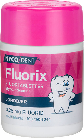 Nycodent Fluorix m/ Jordbær 025 mg 100 stk.