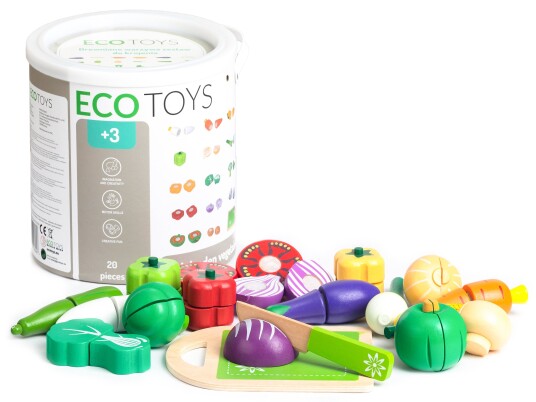 Grønnsaker for kutting i tre for barn 20 stk ECOTOYS Grønnsaker for kutting i tre for barn 20 stk ECOTOYS