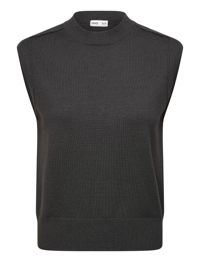 Mango Knitted Waistcoat With Seam Detail Grey S
