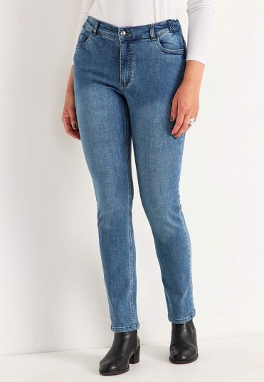 Jeans med strikk i sidene Jeans med strikk i sidene
