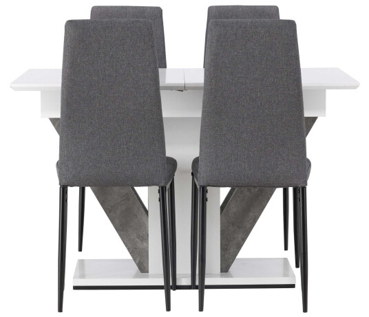 Venture Design Disa & Petra spisegruppe Mørkegrå/hvit 4 stoler & bord 120 x 80 cm