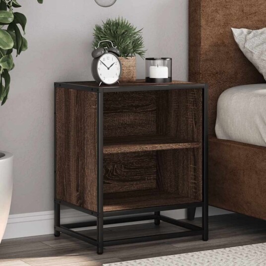  Nattbord brun eik 40x31x50 cm konstruert tre og metall 8721102837661