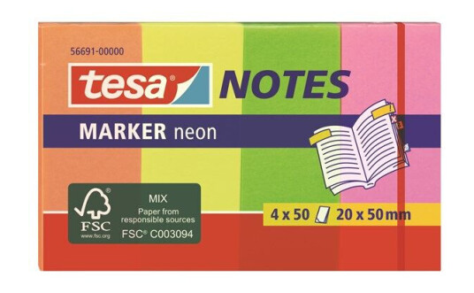 tesa Notes Marker Neon 4 x 50 Sheets 20mm x 50mm tesa Notes Marker Neon 4 x 50 Sheets 20mm x 50mm