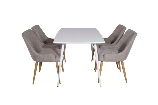Venture Design Polar & Plaza spisegruppe Hvit/grå 4 st stoler & bord 120 x 80 cm