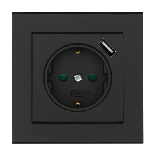 Stikkontakt Malmbergs Optima 1-veis + 1xUSB Skrutilkobling