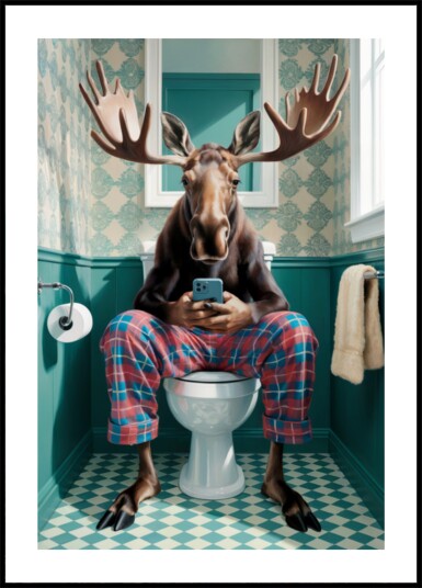 Pajama Moose Bathroom Plakat / 50x70