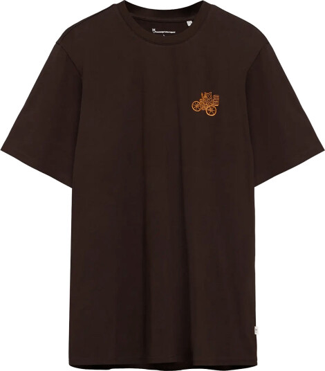Knowledge Cotton Apparel Chest Embroidery T Shirt Brown XXL