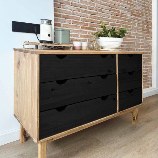 vidaXL Skuffeskap med skuff OTTA Svart 111 x 43 x 73,5 cm Heltre furu