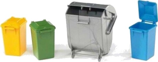 Bruder Søppeldunk Set med 4 Figurer - 1 Stor og 3 Små