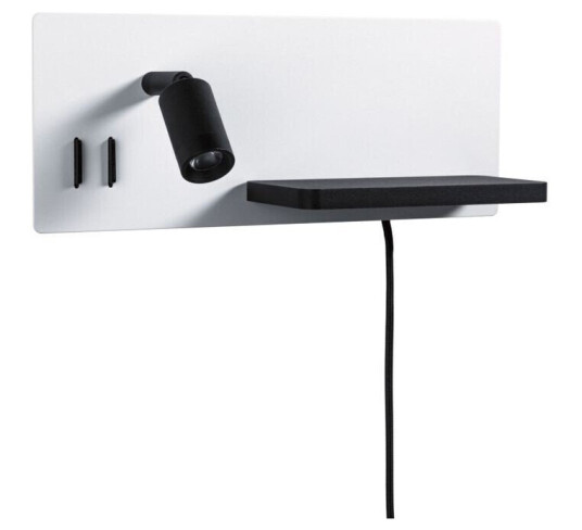 Paulmann - Serra LED Vegglampe USB C Dim. Left Side Matt White/Matt Black Paulmann - Serra LED Vegglampe USB C Dim. Left Side Matt White/Matt Black