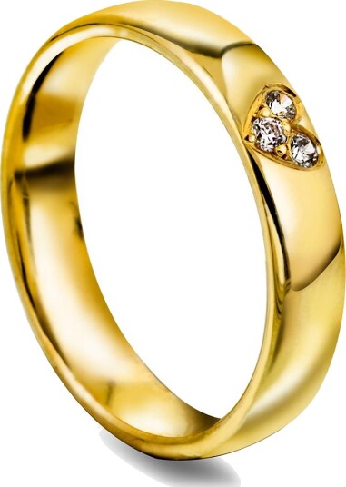 Moments By Pan Jewelry Giftering i 375 gult gull med diamanter og hjerte 0,06 CT | 4 mm bredde