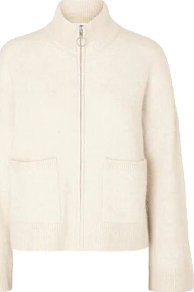 Selected Femme Sia Ras LS Knit Zipper Cardigan - Birch Melange S Selected Femme Sia Ras LS Knit Zipper Cardigan - Birch Melange S