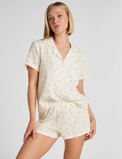 Hunkemöller Short Muslin Flower White S