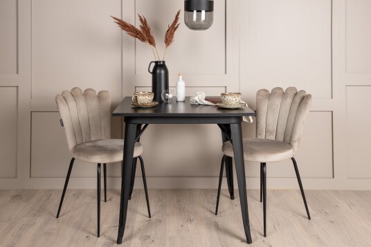 Venture Home Tempe Matgruppe 80 cm Rektangulær med 2 Limhamn stoler Beige