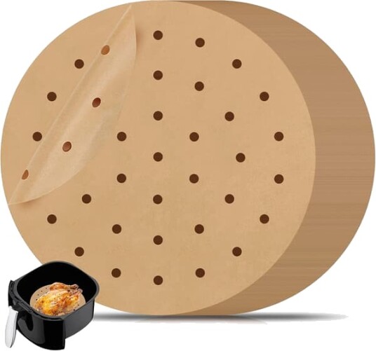 100 ark 8\" perforert bakepapir for airfryer steamer non stick bakepapir